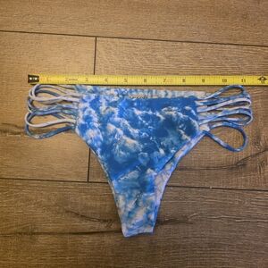 Mikoh Blue and White Tie Dye Bikini Bottom Small